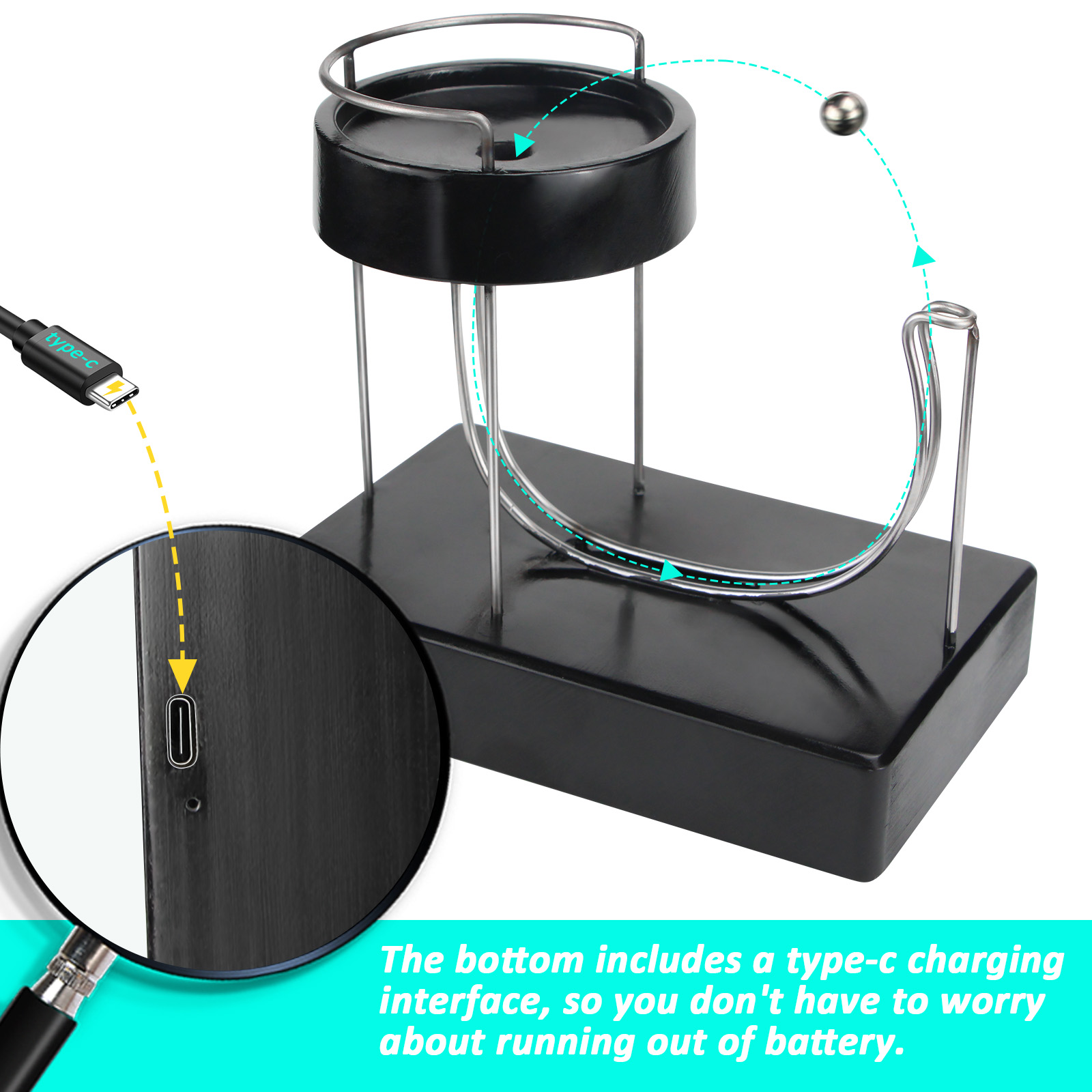 Black Charged Perpetual Plasti - огляд і ціна Newton Cradle Large